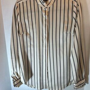 Ann Taylor Cream and Black Striped Blouse